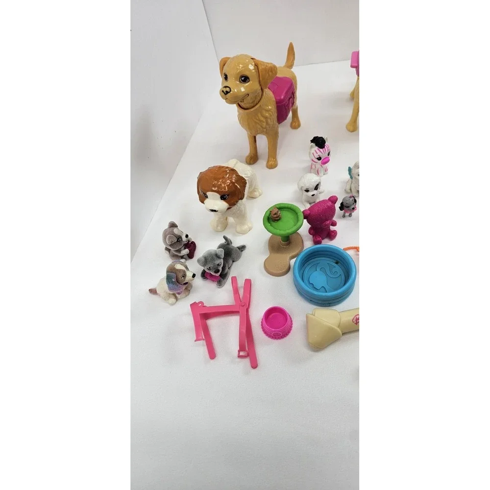 Barbie Pet Dogs Puppies Accessories Animal Lot Bowls Kennel Toys Mattel